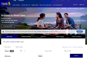 Preview 2 of the Singapore Airlines website