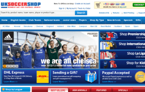 Preview 2 of the UK Soccer Shop website