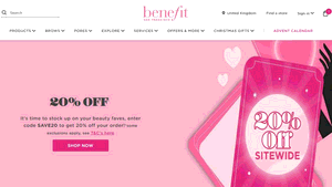 Preview 2 of the Benefit Cosmetics website