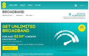Preview 2 of the EE Broadband website
