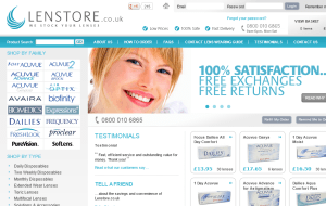 Preview 2 of the Lenstore Contact Lenses website