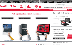 Preview 2 of the Compaq website