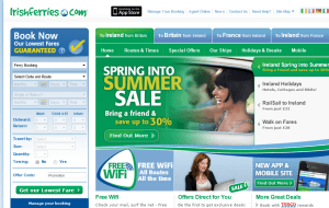 Preview 2 of the Irish Ferries website
