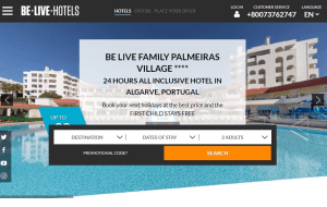 Preview 2 of the Be Live Hotels website
