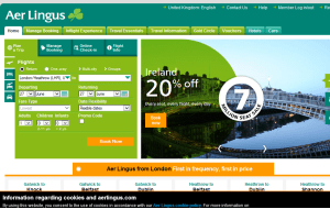 Preview 2 of the Aer Lingus website