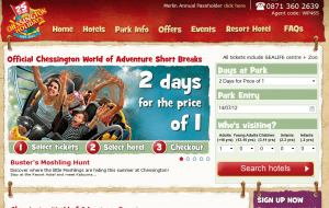 Preview 2 of the Chessington Holidays website