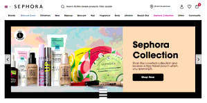 Preview 2 of the Sephora website